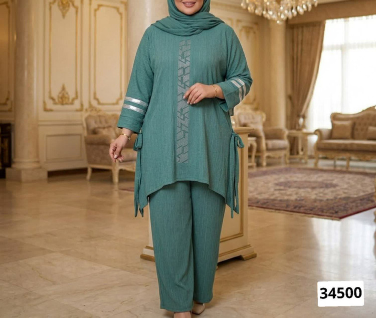 ست تونیک و شلوار زنانه کریشه سایز بزرگ