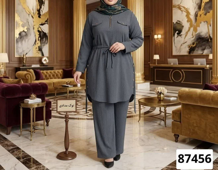 ست تونیک و شلوار کریشه سایز بزرگ