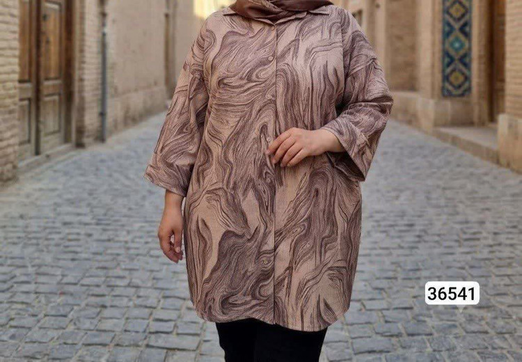 مانتو نخی طرح دار زنانه سایز بزرگ