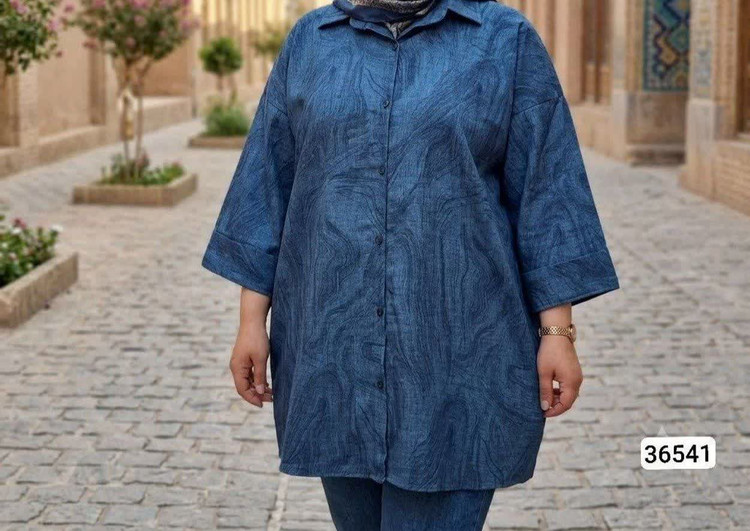 مانتو نخی طرح دار زنانه سایز بزرگ