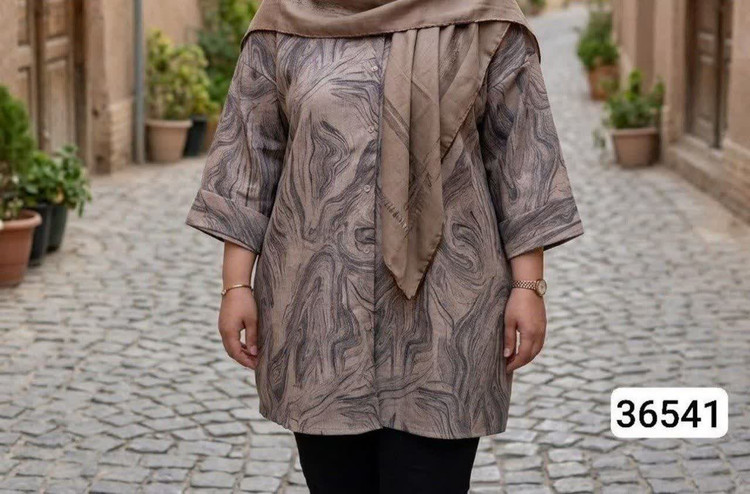 مانتو نخی طرح دار زنانه سایز بزرگ