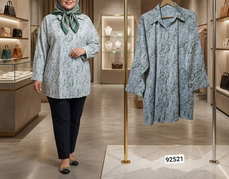 مانتو طرح دار گازوئیلی سایز بزرگ